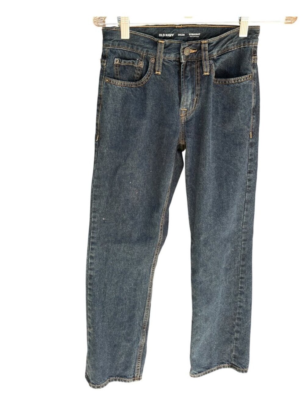 Old Navy Womens Straight Leg Jeans 26x28 Dark Wash Cotton Denim Comfortable Fit